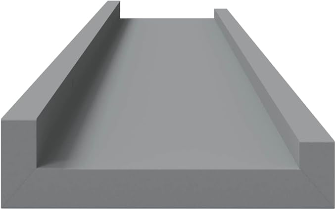 Gray Lacquered MDF Frame Ledge Shelf Set of 2, 31.5 Inch Long Wall Mounted Shelves for Picture Frames and Decor, Modern Narrow Display Shelf for Home Organization and Stylish