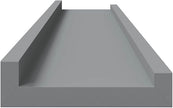 Gray Lacquered MDF Frame Ledge Shelf Set of 2, 31.5 Inch Long Wall Mounted Shelves for Picture Frames and Decor, Modern Narrow Display Shelf for Home Organization and Stylish