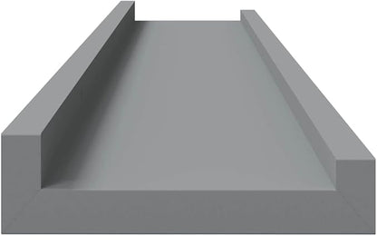 Gray Lacquered MDF Frame Ledge Shelf Set of 2, 31.5 Inches Long, Wall-Mounted Narrow Shelves for Picture Frames and Decorative Display, Modern Minimalist Design for Home