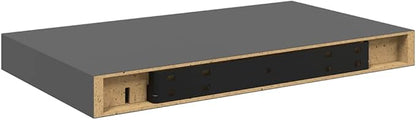 High Gloss Grey Honeycomb MDF Floating Wall Shelf, Modern Small Wall Shelf for Living Room Bedroom Office, Durable Display Storage Organizer