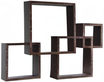 Danya B. Decorative Wall Mount Floating Intersecting Cube Accent Wall Shelf (Black)
