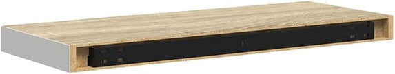 Floating Wall Shelf Oak and White Honeycomb MDF 23.6x9.3x1.5 in Modern Design for Living Space Office Display