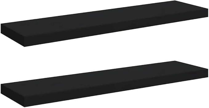 Black Honeycomb MDF Metal Wall Mounting Floating Shelves Set of 2, Modern Invisible Mounting System for Space Saving Storage and Stylish Display