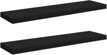 Black Honeycomb MDF Metal Wall Mounting Floating Shelves Set of 2, Modern Invisible Mounting System for Space Saving Storage and Stylish Display