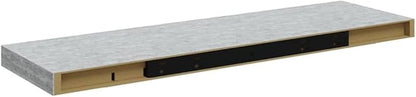 Concrete Grey Floating Wall Shelf with Honeycomb MDF and Metal Frame, 31.5 x 9.3 x 1.5 Inches, Modern Minimalist Shelf for Home Office Decor, Invisible Mounting, Sturdy
