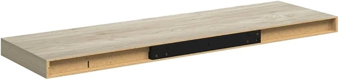 Set of 4 Oak Floating Wall Shelves, Honeycomb MDF with Metal Brackets, Modern Minimalist Design for Home Decor and Storage, 31.5x9.3 Inches, 22 lbs Capacity Each, Warm Oak