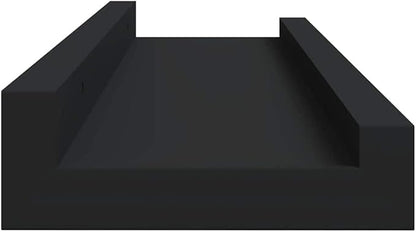 Picture Frame Ledge Shelves Set of 2, Black Wall Mounted Display for Photos 15.7 Inch, U-Shaped Floating Shelves for Decor, Easy Install MDF Board Home Office Gallery Wall Decorations