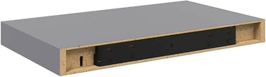 Grey Honeycomb MDF Wall Shelf with Metal Frame 15.7x9.1x1.5 in, Floating Wall Mounted Shelf for Living Room Bedroom Office, Modern Storage Display Unit, Durable and Easy