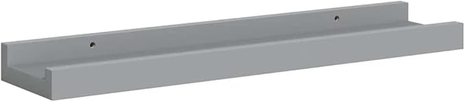 Gray MDF Floating Frame Ledge Shelf Set of 2, Modern U-Shaped Wall Mounted Shelves for Displaying Photos Artwork Decor
