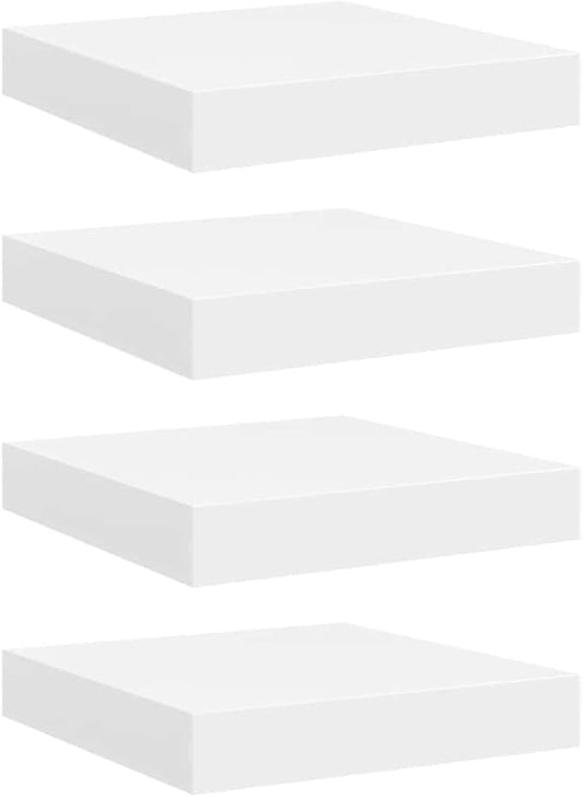 White Honeycomb MDF Wall Shelf Set of 4 with Invisible Mounting, Modern Floating Shelves for Home Decor and Storage, Metal Brackets, Matte Finish, Easy Installation