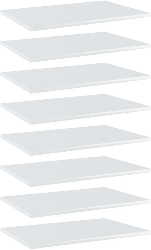 Set of 8 Wall Mounted Floating Shelves, 23.6 x 15.7 inch High Gloss White Engineered Wood Display Shelves, Modern Minimalist Storage Organizer for Living Room and Bedroom