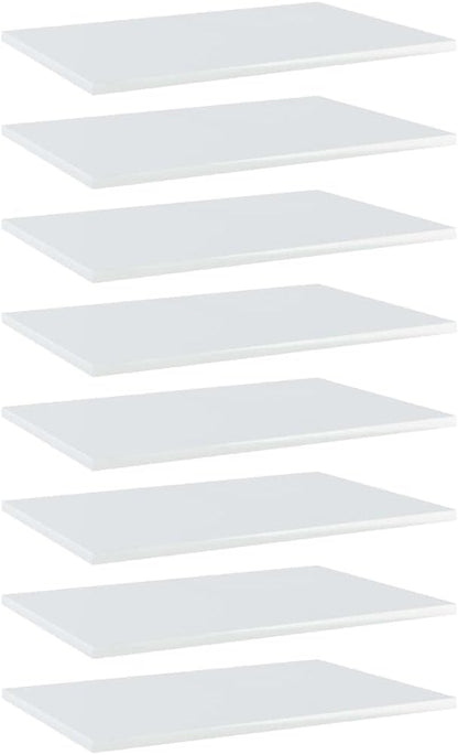 Set of 8 Wall Mounted Floating Shelves, 23.6 x 15.7 inch High Gloss White Engineered Wood Display Shelves, Modern Minimalist Storage Organizer for Living Room and Bedroom