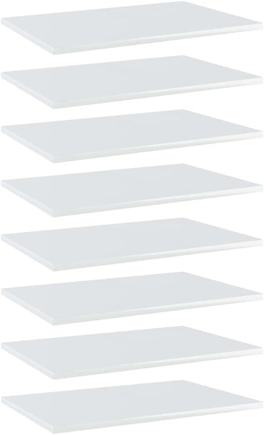 Set of 8 Wall Mounted Floating Shelves, 23.6 x 15.7 inch High Gloss White Engineered Wood Display Shelves, Modern Minimalist Storage Organizer for Living Room and Bedroom