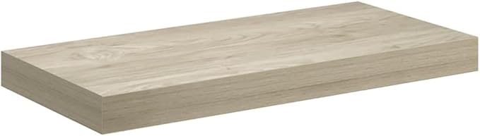 Floating Wall Shelf Oak Honeycomb MDF 19.7 x 9.1 x 1.5 Inches Modern Minimalist Invisible Mounting Durable Display