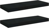 Wall Shelf Set of 2 Black Honeycomb MDF Metal Medium Floating Shelves for Modern Decor Storage Solution