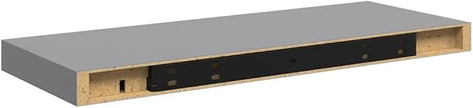 Gray Honeycomb MDF and Metal Medium Floating Wall Shelf Set of 2, Modern Matte Finish for Living Room Bedroom Office Storage and Display