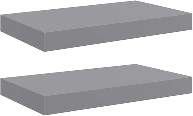 Floating Wall Shelves 2 pcs Gray 15.7"x9.1"x1.5" MDF, Invisible Mounting System for Display, Modern Honeycomb MDF and Metal Frame, Durable Storage Rack for Books