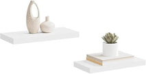White Honeycomb Floating Wall Shelves Set of 2, Modern Minimalist MDF and Metal Shelves for Stylish Display and Versatile Storage, Space-Saving Design with Invisible Mounting