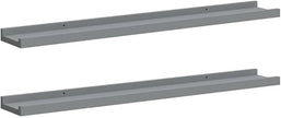 Gray Lacquered MDF Frame Ledge Shelf Set of 2, 31.5 Inch Long Wall Mounted Shelves for Picture Frames and Decor, Modern Narrow Display Shelving, Easy Installation and Space