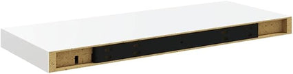 High Gloss White Floating Wall Shelf Set of 2, Honeycomb MDF and Metal Modern Display Shelves for Home Decor, Sturdy Storage Solution with High Weight Capacity for Living