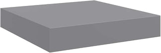 Gray MDF Floating Wall Shelf Set of 2, 9.1x9.3x1.5 Inch Square Shelves for Modern Home Decor, Invisible Mounts for Easy Installation, Durable Display Storage for Books