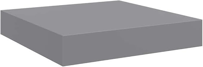 Gray MDF Floating Wall Shelf Set of 2, 9.1x9.3x1.5 Inch Square Shelves for Modern Home Decor, Invisible Mounts for Easy Installation, Durable Display Storage for Books