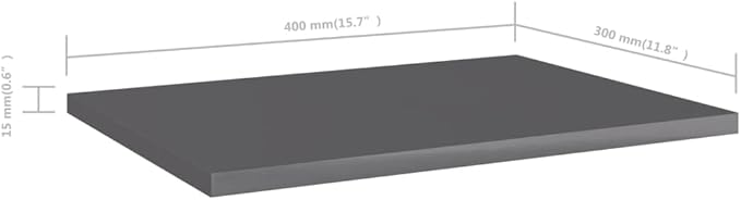 Set of 8 Wall Mounted Floating Shelves, 15.7 inch High Gloss Grey Engineered Wood Storage Display Ledge for Modern Living Room, Bedroom, Study, and Office Organization