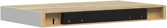 Set of 2 Floating Wall Shelves Oak White Honeycomb MDF Modern Minimalist Storage Display Metal Brackets