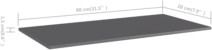 Set of 4 Floating Shelves, 31.5 Inch Modern Wall Mounted Storage Shelves, High Gloss Grey Engineered Wood Display Ledges for Living Room and Bedroom