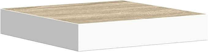 Floating Wall Shelf Set of 2, Oak and White Matte Finish Honeycomb MDF with Metal Brackets, Modern Invisible Mounting System for Living Room Office, Durable Space Saving