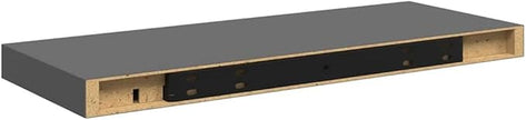Glossy Gray Honeycomb MDF and Metal Floating Wall Shelf Set of 2, Modern Storage for Books and Decor, Sturdy Design with High-Gloss Finish
