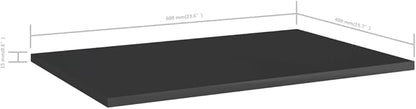 8-Piece Wall Mounted Floating Shelves Set, High Gloss Black Engineered Wood Shelving Unit for Living Room, Bedroom, Kitchen Storage and Wall Decor
