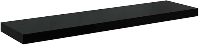 High Gloss Black Honeycomb Floating Wall Shelf with Metal Brackets for Modern Home Storage and Display, Compact Design for Living Room Office Bedroom Decor