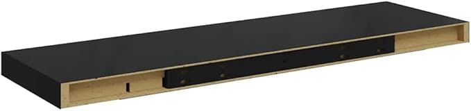 Black Honeycomb Floating Wall Shelf Set of 2, MDF and Metal Modern Shelves for Home Decor, 31.5 Inch with Matte Finish for Living Room Office
