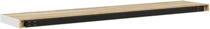 Modern Floating Wall Shelf Oak White Honeycomb MDF with Metal Bracket for Living Room Storage, Invisible Mounting System, Durable Engineered Wood Display Shelf for Books