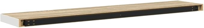 Floating Wall Shelf Oak White Honeycomb MDF Metal Medium Modern Invisible Mounting System for Books and Decor