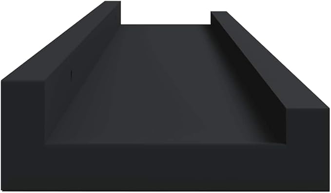 Set of 2 Black Frame Ledge Shelves 31.5 Inch Wall Mounted MDF Modern Display Shelving for Photos Decor Minimalist Home Decor