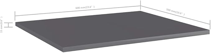 Set of 8 High Gloss Gray Floating Shelves, 23.6x19.7 Inch Wall Mounted Storage Shelving Unit for Living Room, Modern Engineered Wood Display Ledge