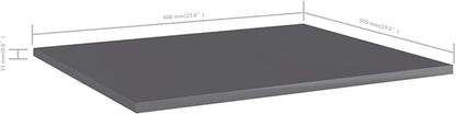 Set of 8 High Gloss Gray Floating Shelves, 23.6x19.7 Inch Wall Mounted Storage Shelving Unit for Living Room, Modern Engineered Wood Display Ledge