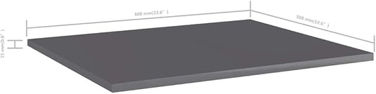 Set of 8 High Gloss Gray Floating Shelves, 23.6x19.7 Inch Wall Mounted Storage Shelving Unit for Living Room, Modern Engineered Wood Display Ledge
