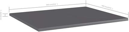 Set of 8 High Gloss Gray Floating Shelves, 23.6x19.7 Inch Wall Mounted Storage Shelving Unit for Living Room, Modern Engineered Wood Display Ledge