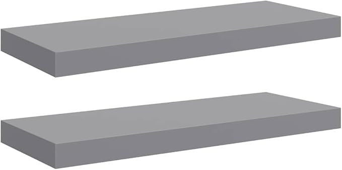 Gray Honeycomb MDF Metal Medium Wall Shelf Set of 2, Floating Shelves for Modern Decor with Matte Finish, Sturdy Storage Solution for Living Room Bedroom Office Display