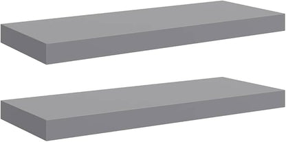 Gray Honeycomb MDF Metal Medium Wall Shelf Set of 2, Floating Shelves for Modern Decor with Matte Finish, Sturdy Storage Solution for Living Room Bedroom Office Display