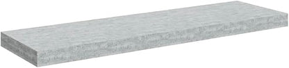 Concrete Grey Floating Wall Shelf with Invisible Mounting System, 31.5 x 9.3 x 1.5 Inches, Modern Honeycomb MDF and Metal Design for Home Office Decor