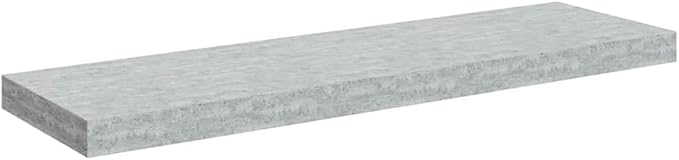 Concrete Grey Floating Wall Shelf with Invisible Mounting System, 31.5 x 9.3 x 1.5 Inches, Modern Honeycomb MDF and Metal Design for Home Office Decor