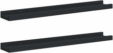 Picture Frame Ledge Shelves, 2 Pack Black Wall Mounted Display Shelves 23.6 Inches, U-Shaped Floating Shelf for Photos Art Decor, Easy Install MDF Board Home Office Decor