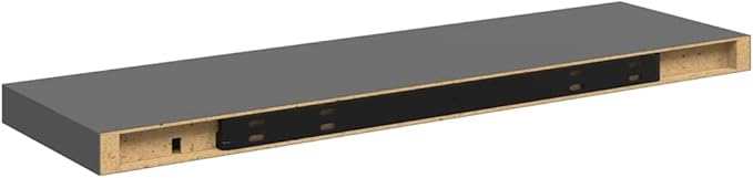Set of 4 High Gloss Grey Honeycomb MDF and Metal Floating Wall Shelves, Modern Display Storage for Books and Decor with 22 lbs Capacity