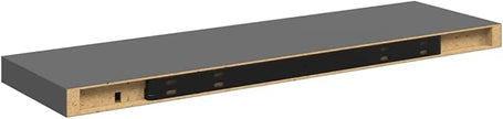 Set of 4 High Gloss Grey Floating Wall Shelves, Honeycomb MDF and Metal Standard, Modern Display Storage for Books and Decor