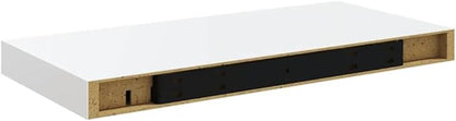 High Gloss White Floating Wall Shelf Set of 2, Honeycomb MDF and Metal Modern Design for Stylish Storage and Display
