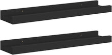 Picture Frame Ledge Shelves 2 Pack, Black Wall Mounted Display Shelves for Photos, 15.7 Inch U-Shaped MDF Floating Shelf, Easy Install Home Decor for Living Room Bedroom Office
